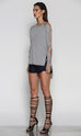 V fusion grey knit round neck