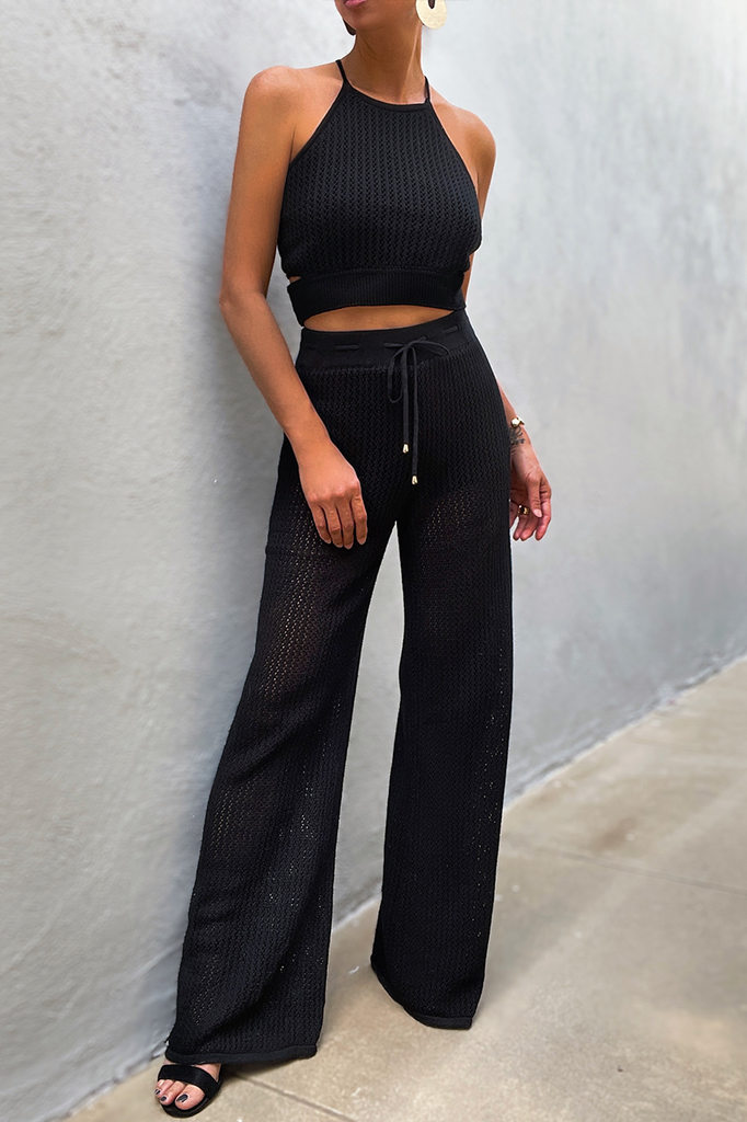 Jordina black knit top and pants (sold as separates)