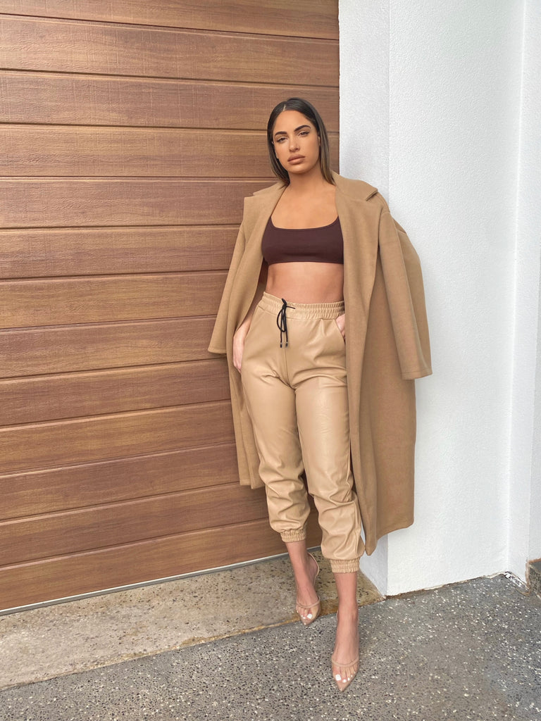 Chantelle beige pu leather pants