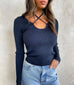Demi black knit top