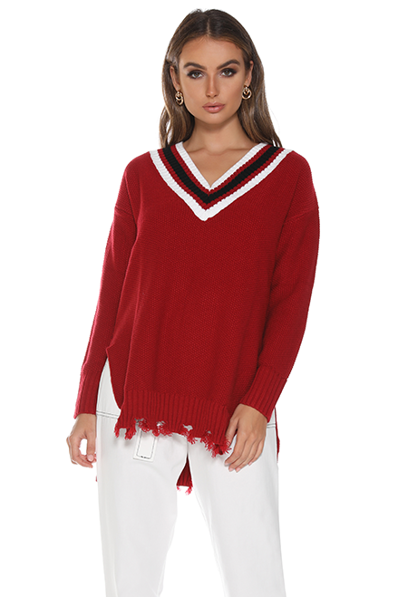 Cheerleader red white black sweater