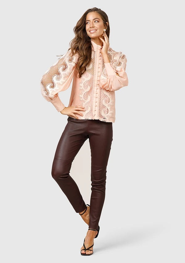 Victoriana blush lace blouse