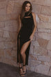 Moss black midi dress