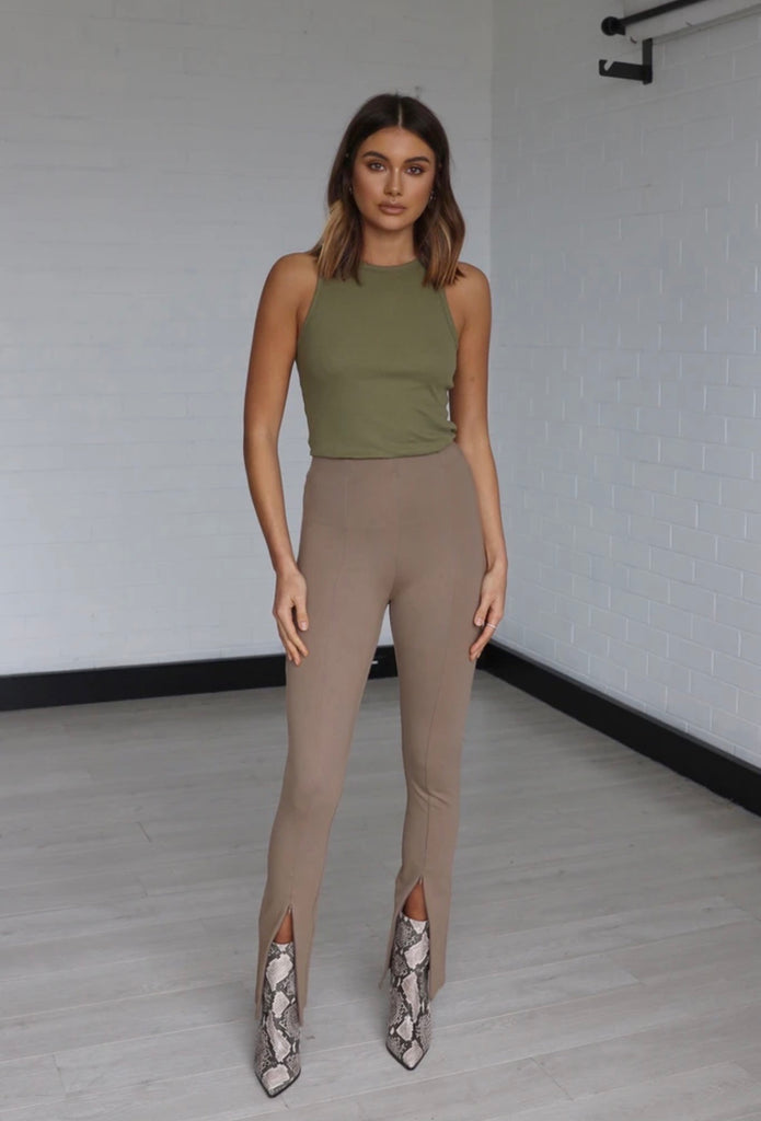 Darlo taupe zip split leggings