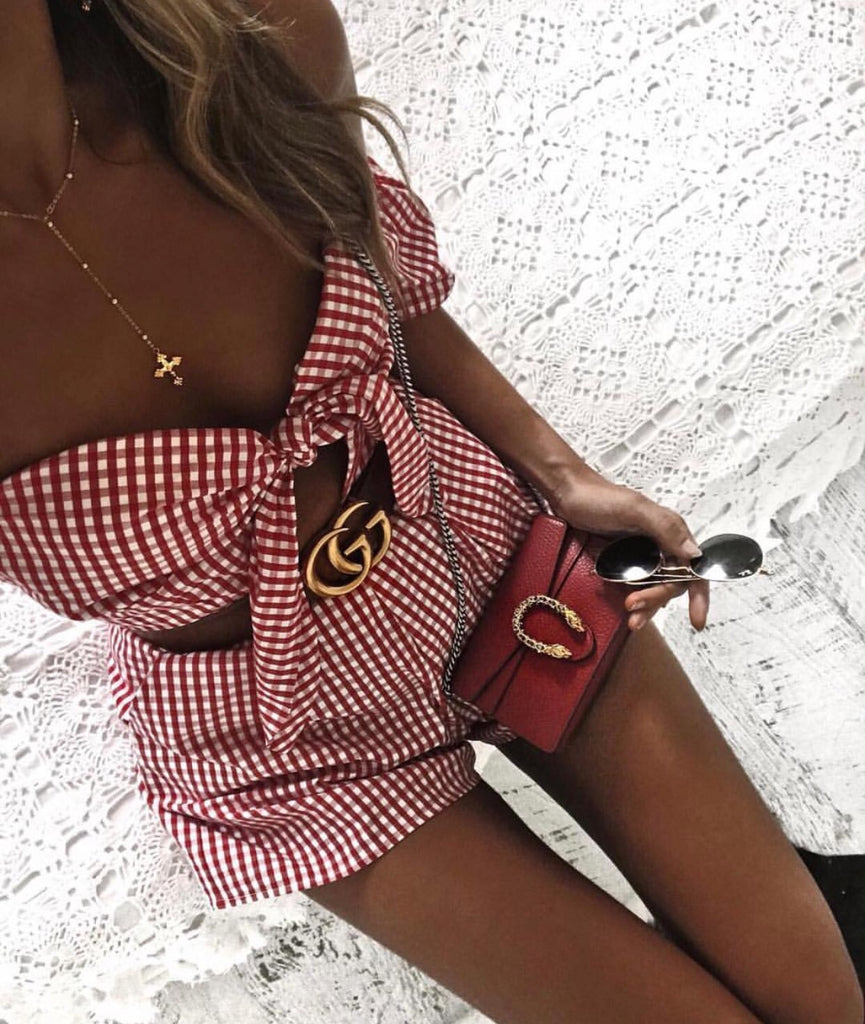 Paris red gingham Playsuit