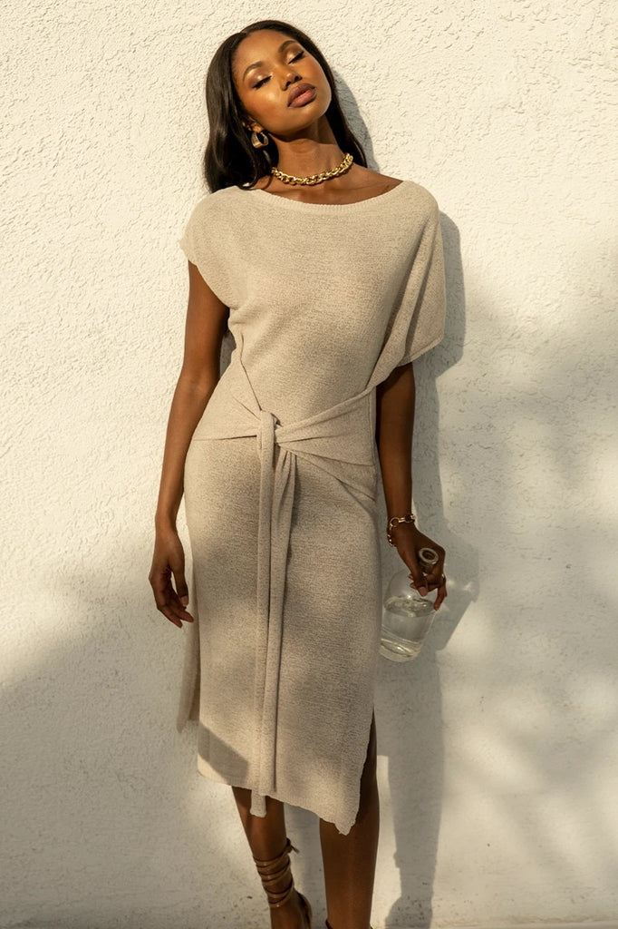 Moxie oatmeal knit dress