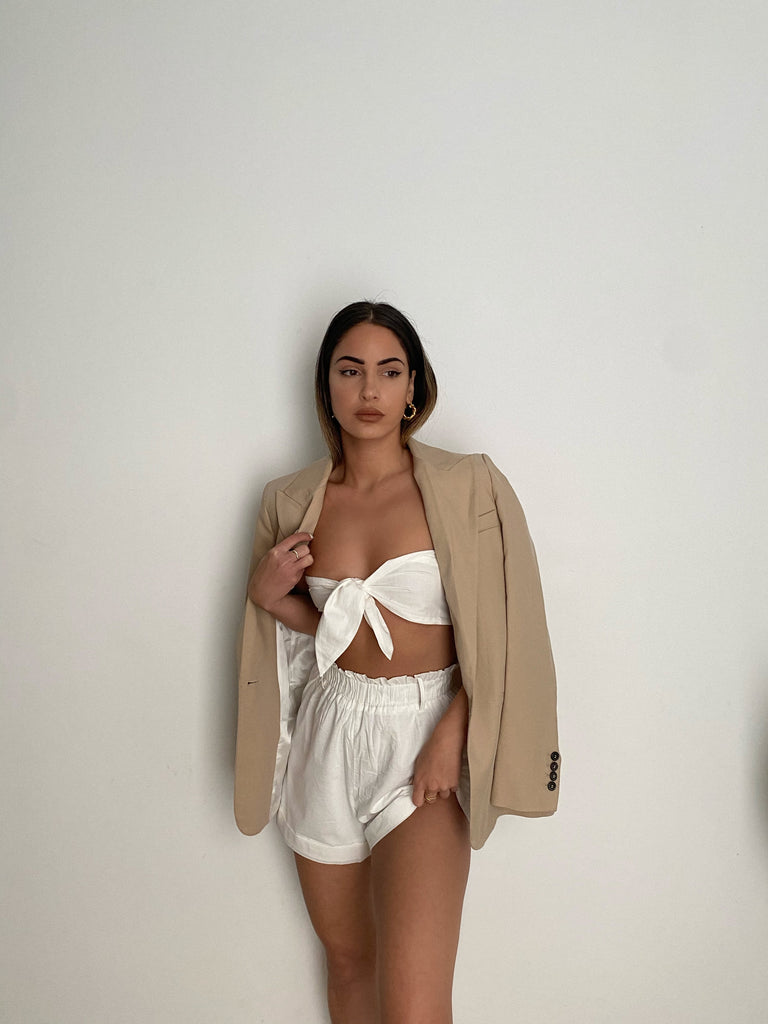 Kelly white top and short set