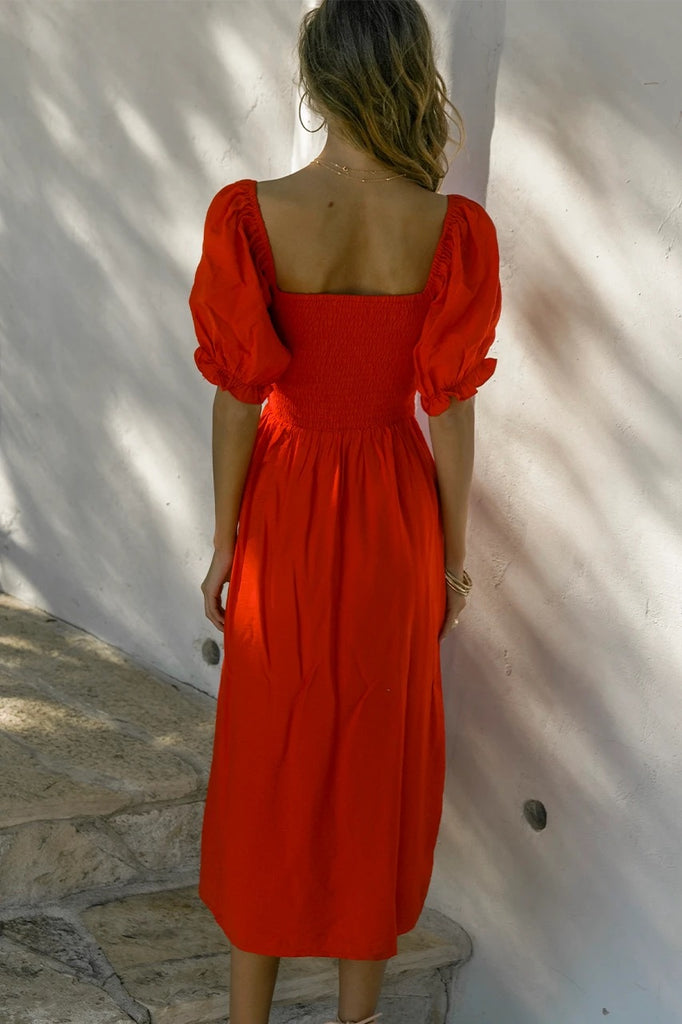 Brinley red midi dress