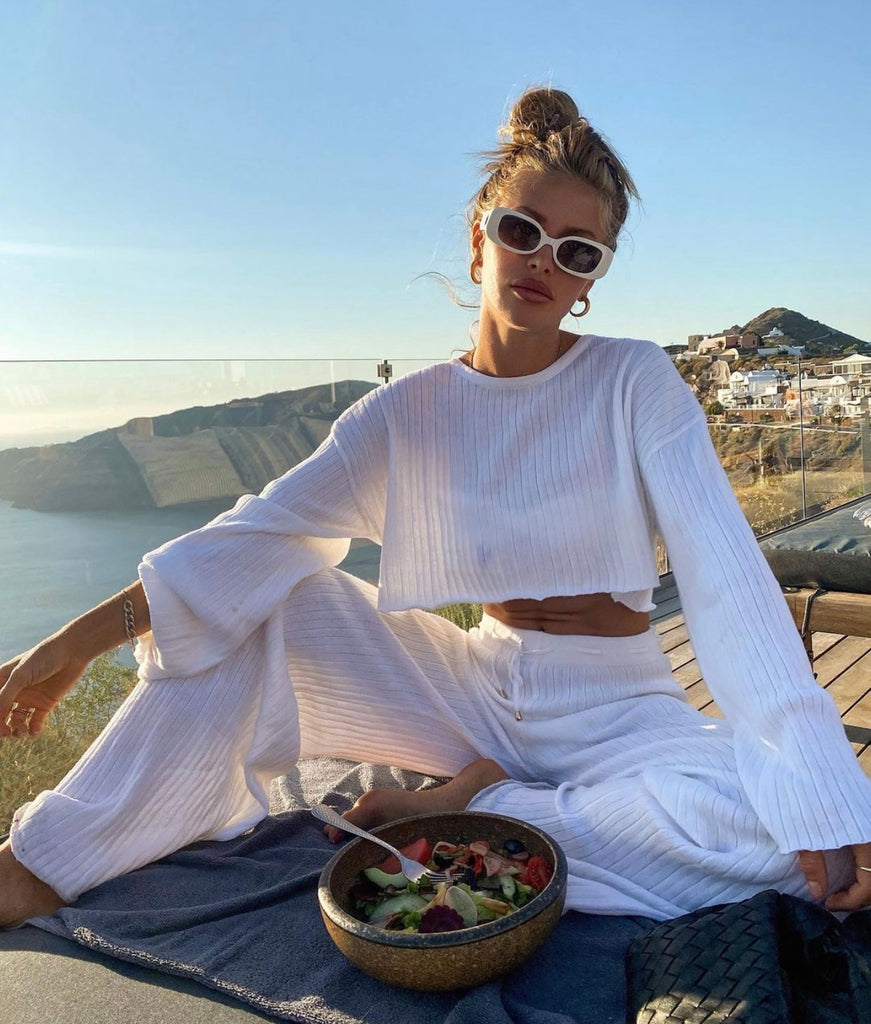 Weaver off white top and pants (sold as separates)