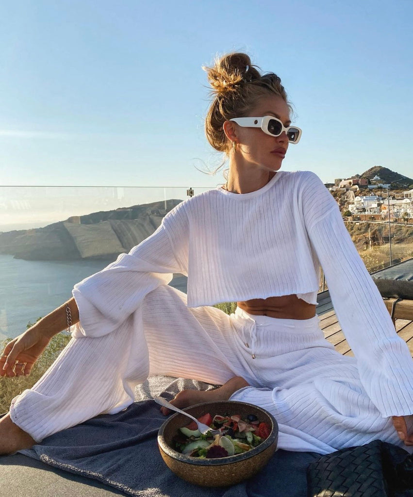 Weaver off white top and pants (sold as separates)