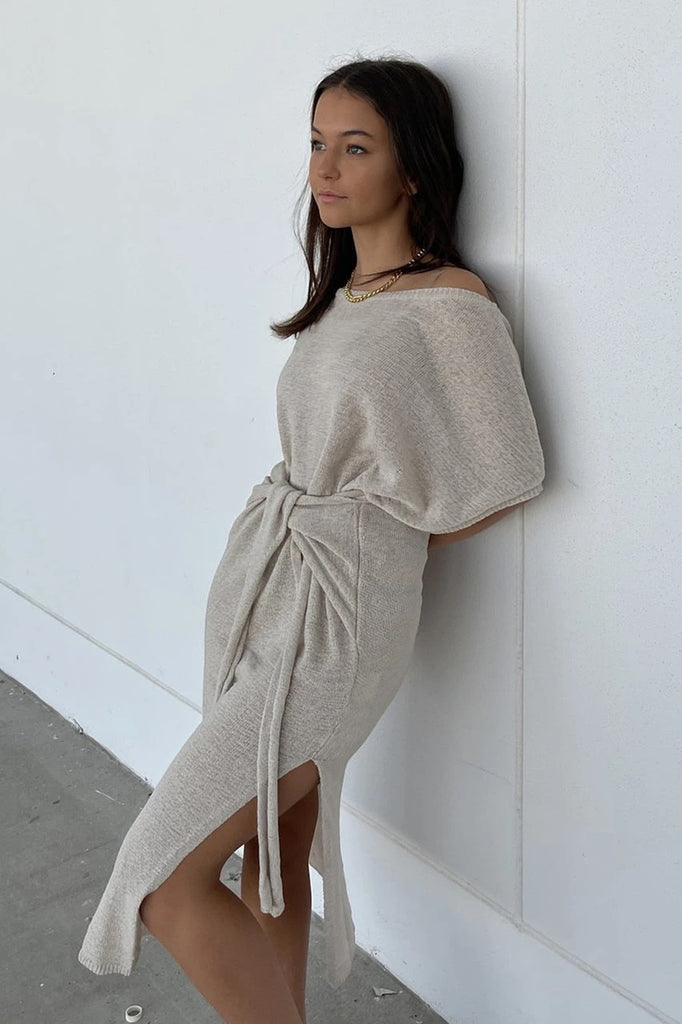 Moxie oatmeal knit dress