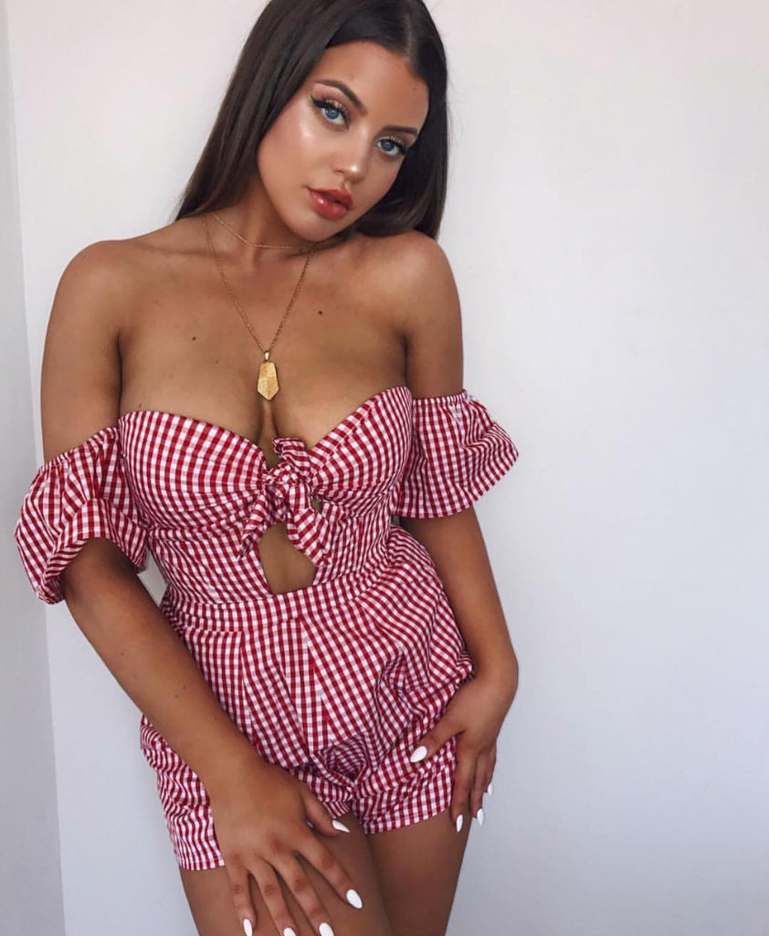 Paris red gingham Playsuit