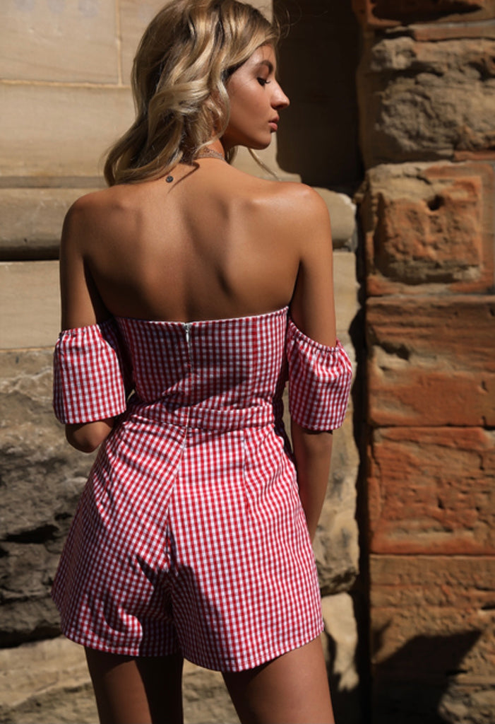 Paris red gingham Playsuit
