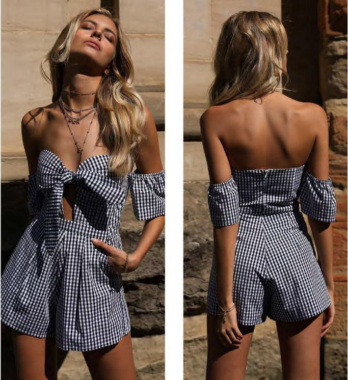Paris black gingham Playsuit