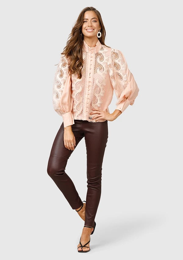 Victoriana blush lace blouse