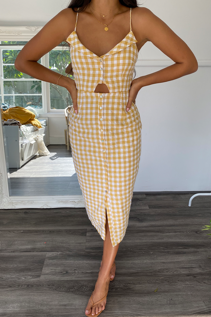 Kirsty yellow check dress