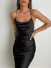 Angelina black slip dress