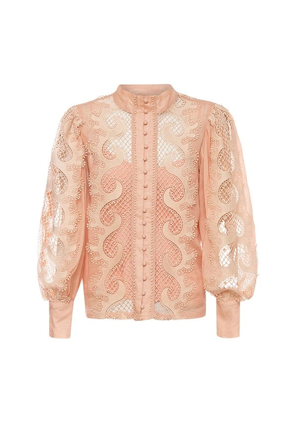 Victoriana blush lace blouse