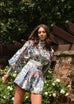 Leaf print shooting stars blouse