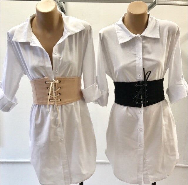 Sienna Beige Belt Shirt