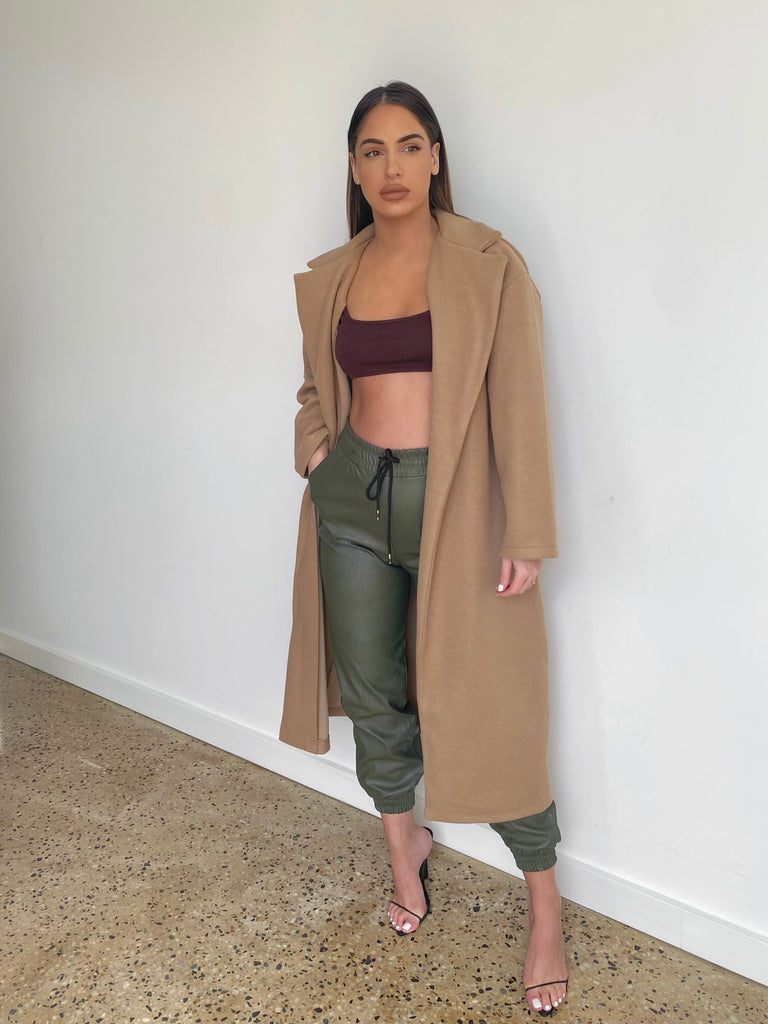 Chantelle khaki pu leather pants