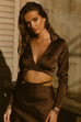 Celine chocolate blouse and skirt (sold as separates)