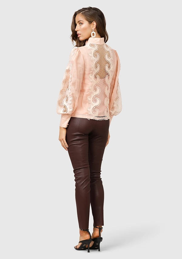 Victoriana blush lace blouse