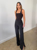 Belted staple black pant