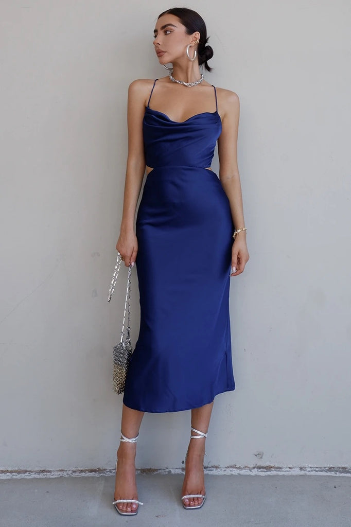 Charis navy slip dress