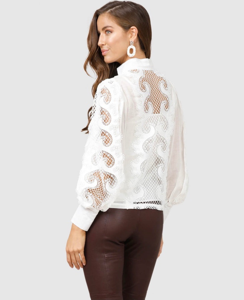Victoriana white lace blouse