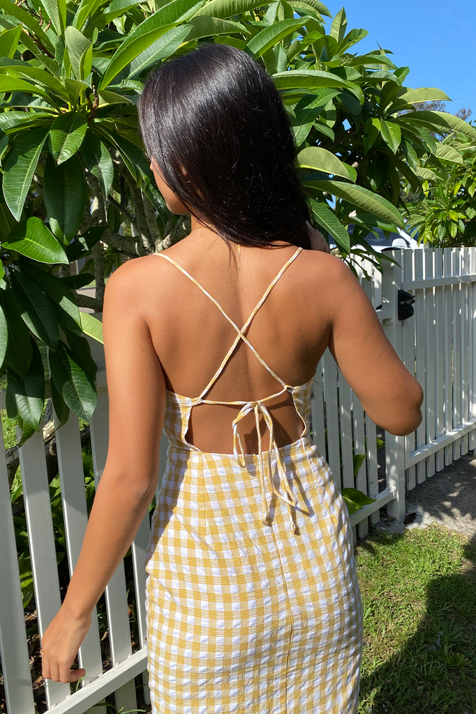 Kirsty yellow check dress