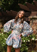 Leaf print shooting stars blouse