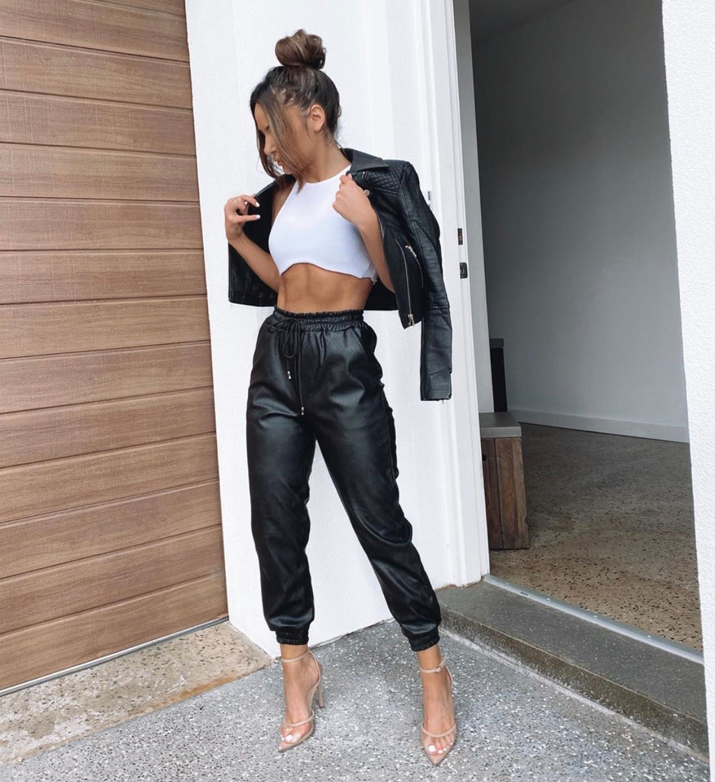 Chantelle black pu leather pants