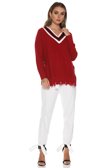 Cheerleader red white black sweater