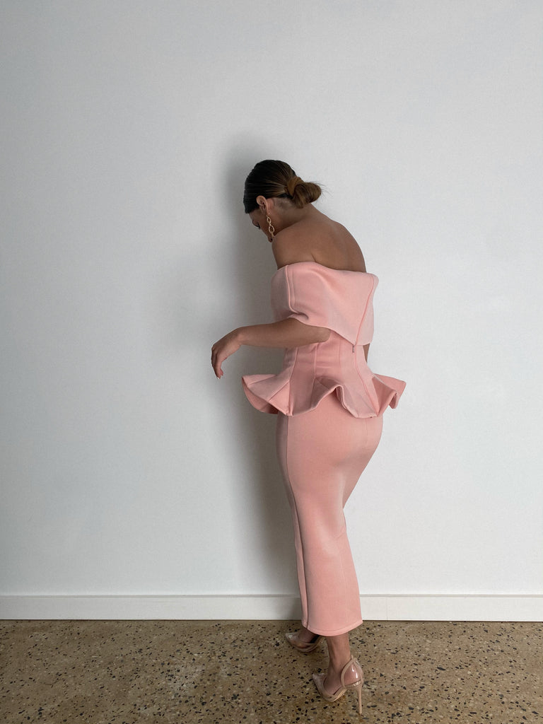 Clemence blush top and skirt set