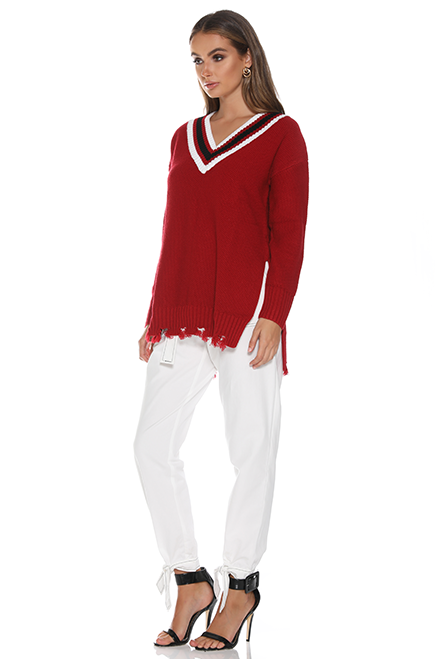 Cheerleader red white black sweater