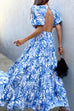 Kiah blue floral tiered dress