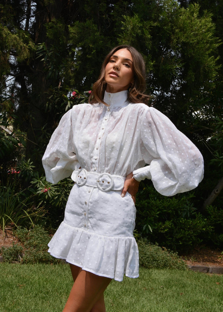 White embroidered daisy dress