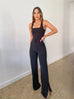 Belted staple black pant