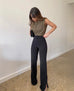 Belted staple black pant