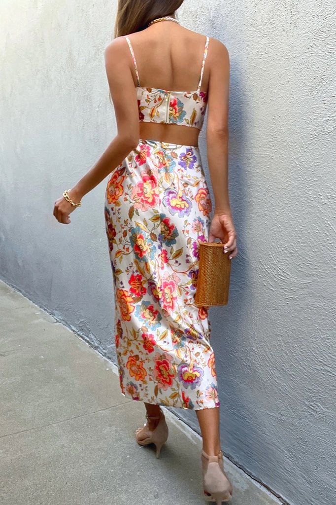 Fleur sand floral midi dress