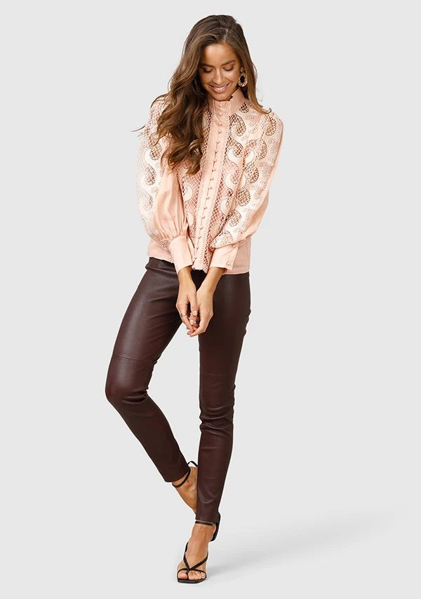 Victoriana blush lace blouse