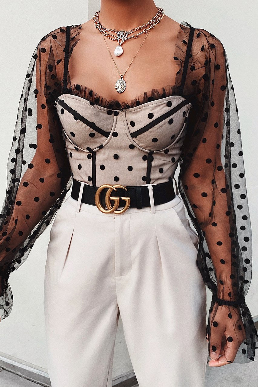 Chloe black spot top