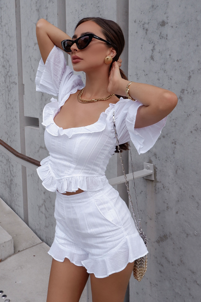 Ariella white top and shorts (sold as seperates)