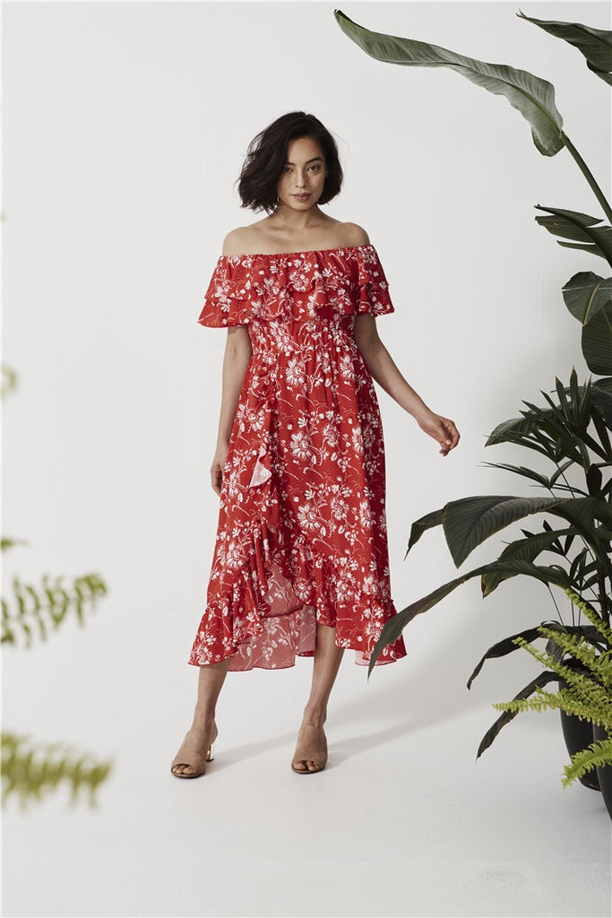 Valou red maxi dress