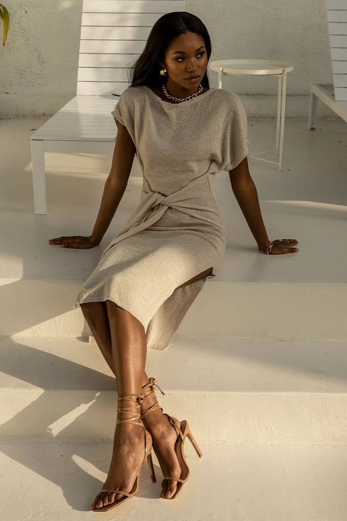 Moxie oatmeal knit dress