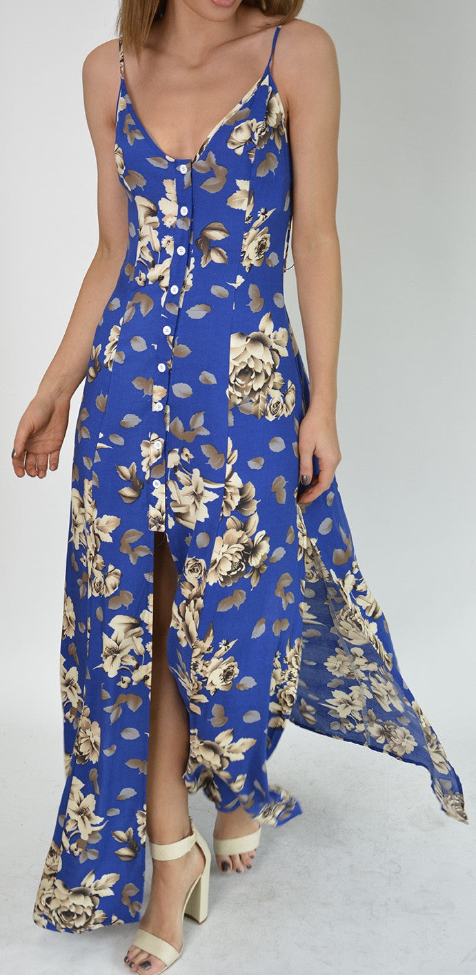 Stelly Blue Print Maxi Dress