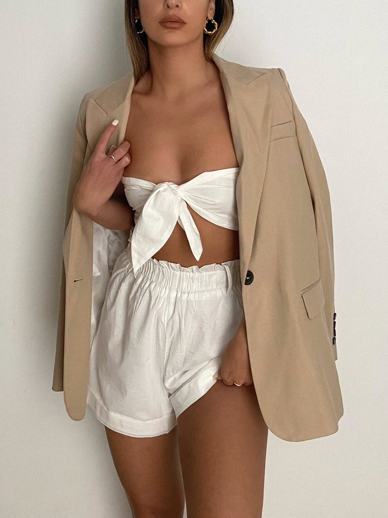 Kelly white top and short set