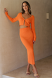 Kiara orange knit cardi and skirt (sold as separates)