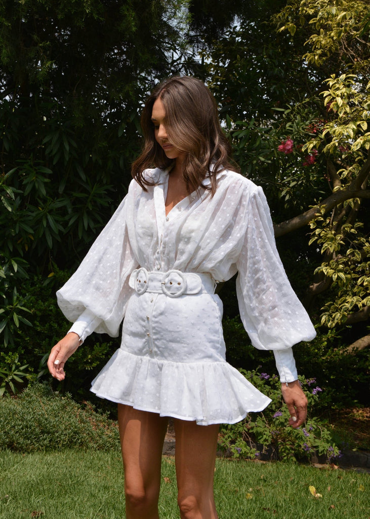 White embroidered daisy dress